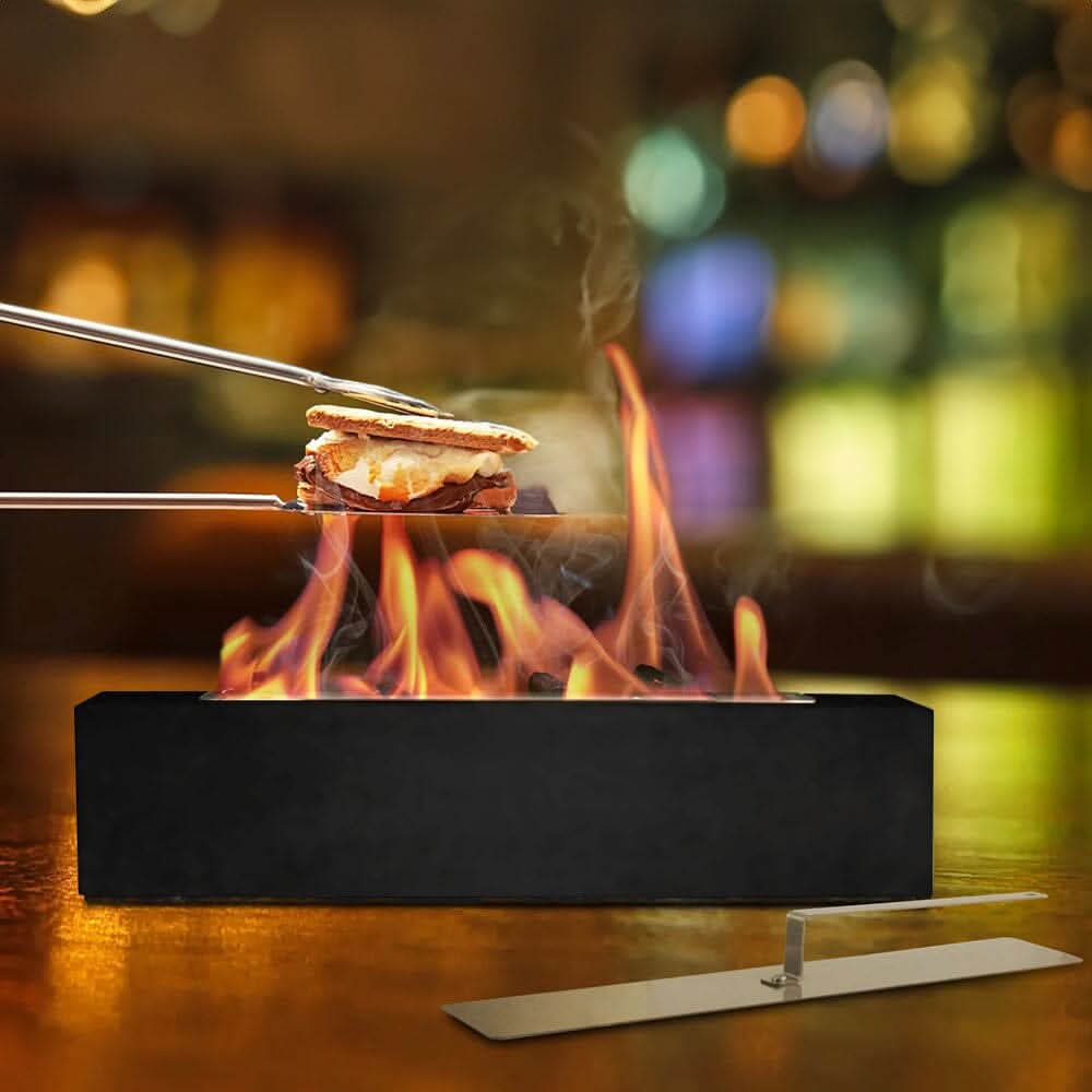 Concrete Rectangle Bio-Ethanol Outdoor Tabletop Fireplace