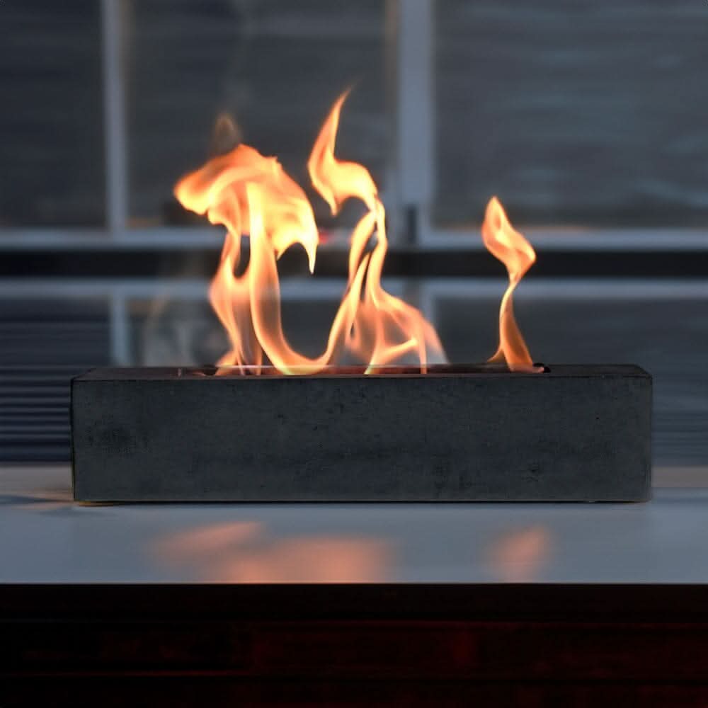 Concrete Rectangle Bio-Ethanol Outdoor Tabletop Fireplace