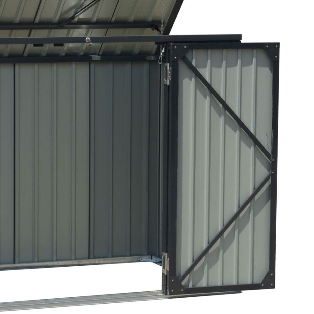 6ft Outdoor Metal Garbage Storage Shed with Hinged Lid