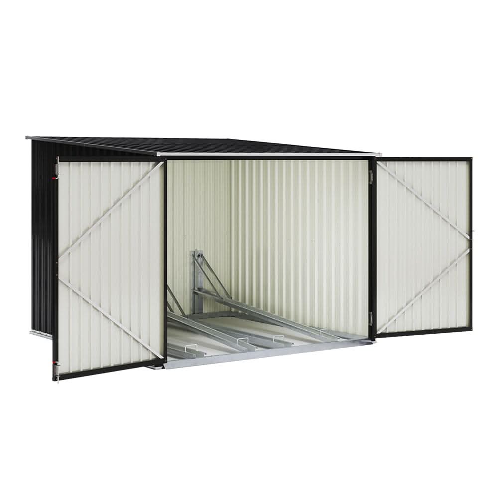 6ft Gardens Plan Galvanized Steel Bicycle Storage Shed Charcoal Black