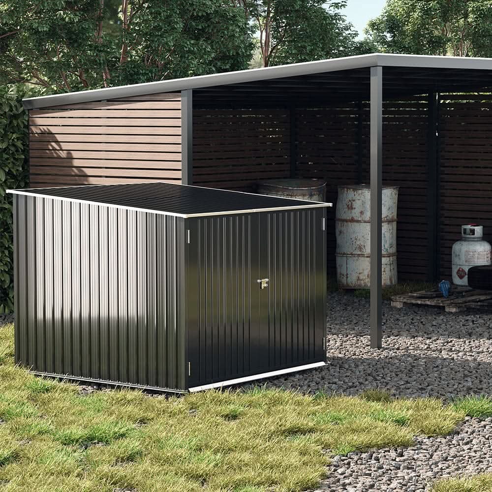6ft Gardens Plan Galvanized Steel Bicycle Storage Shed Charcoal Black