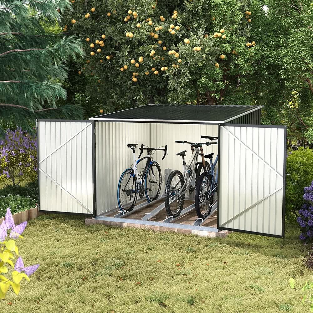 6ft Gardens Plan Galvanized Steel Bicycle Storage Shed Charcoal Black