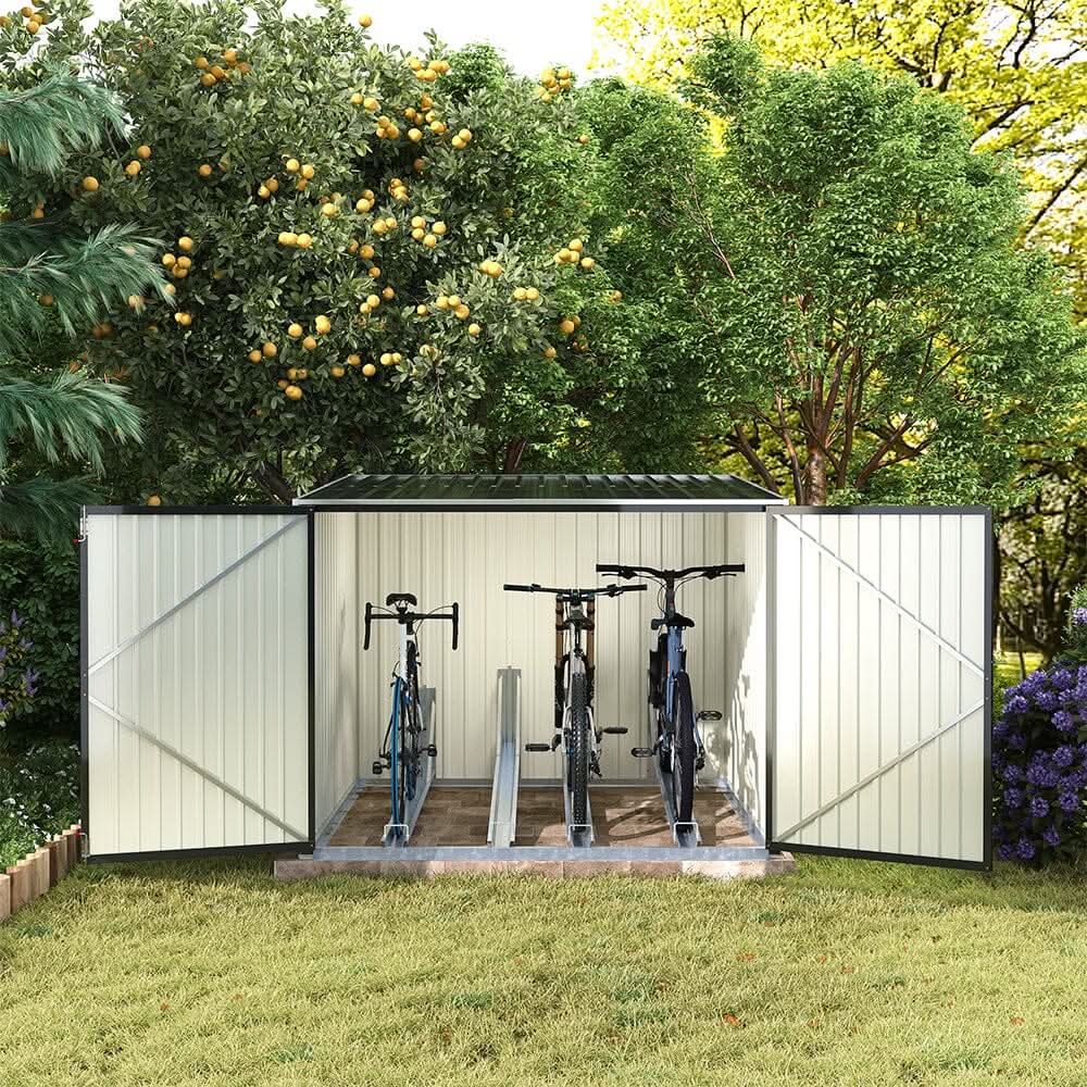 6ft Gardens Plan Galvanized Steel Bicycle Storage Shed Charcoal Black