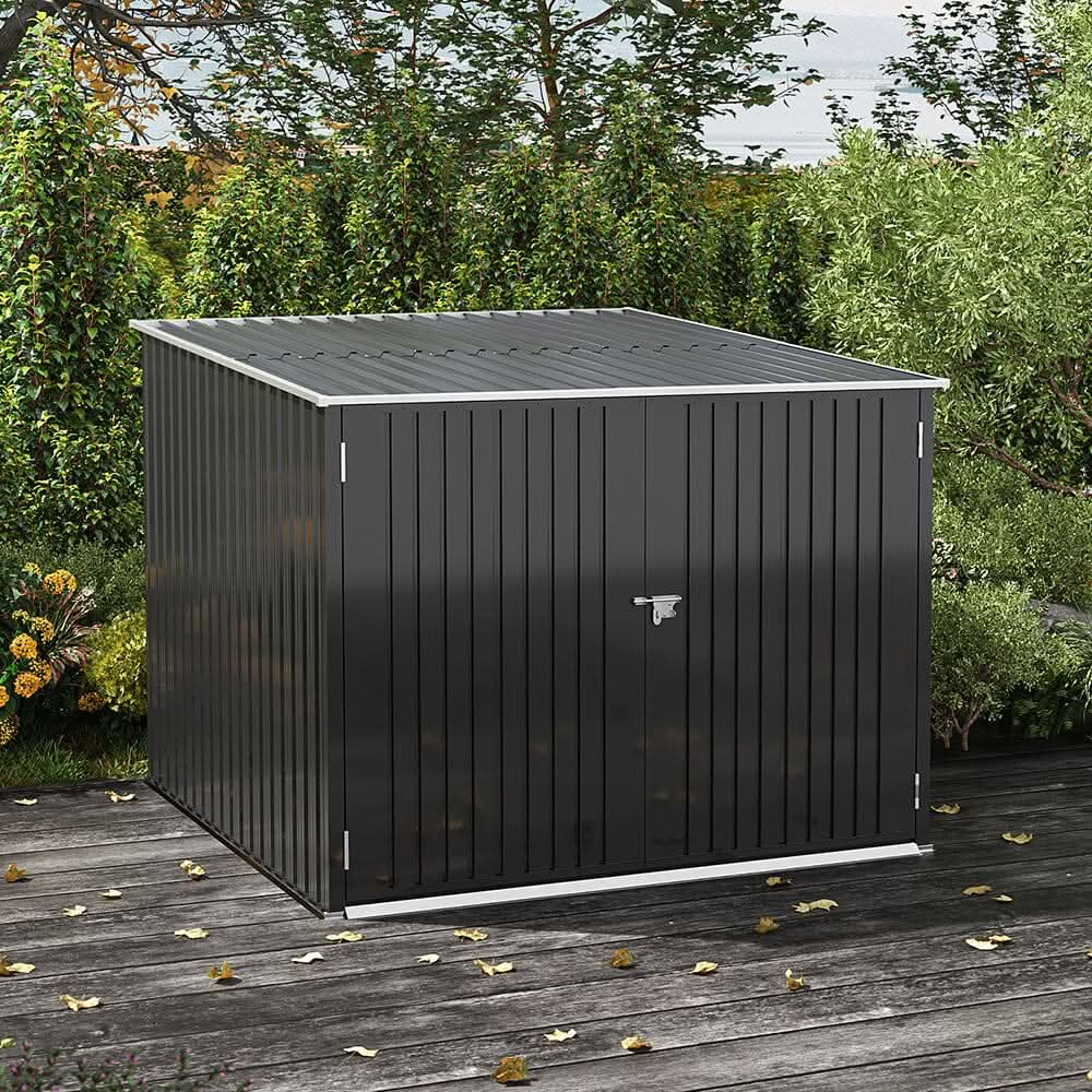 6ft Gardens Plan Galvanized Steel Bicycle Storage Shed Charcoal Black