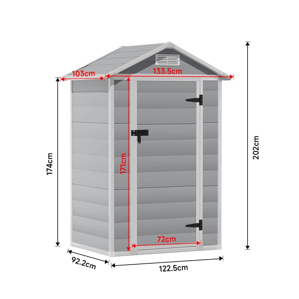 4×3ft Plastic Grey Garden Sanctuary Storage Shed with Lockable Door