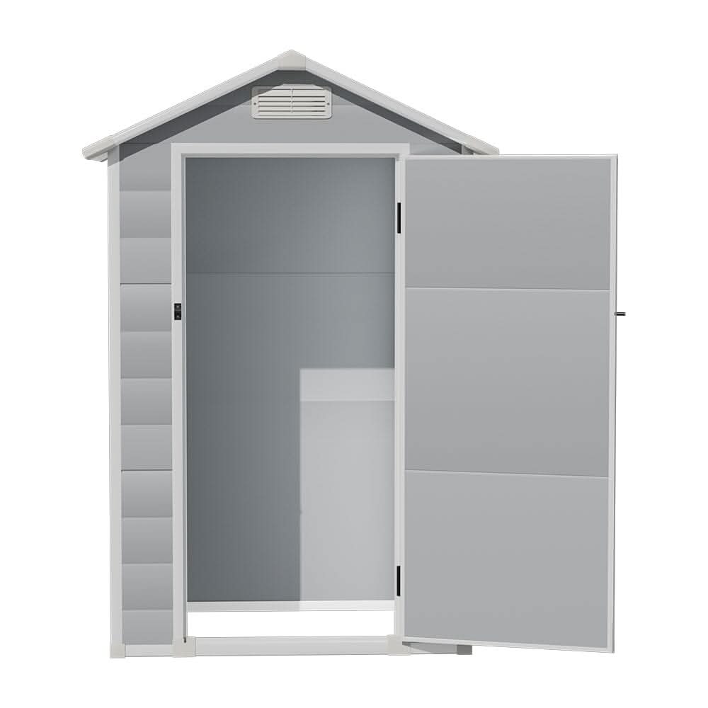4×3ft Plastic Grey Garden Sanctuary Storage Shed with Lockable Door