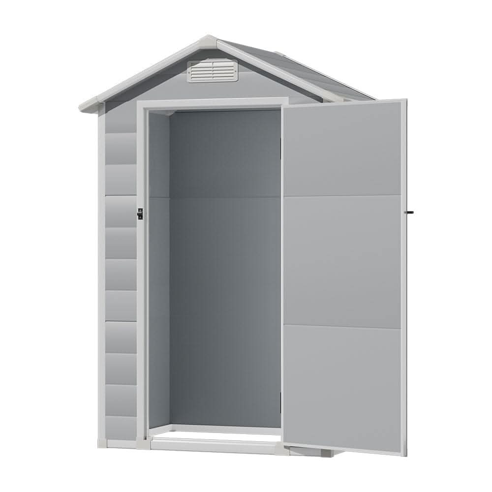 4×3ft Plastic Grey Garden Sanctuary Storage Shed with Lockable Door
