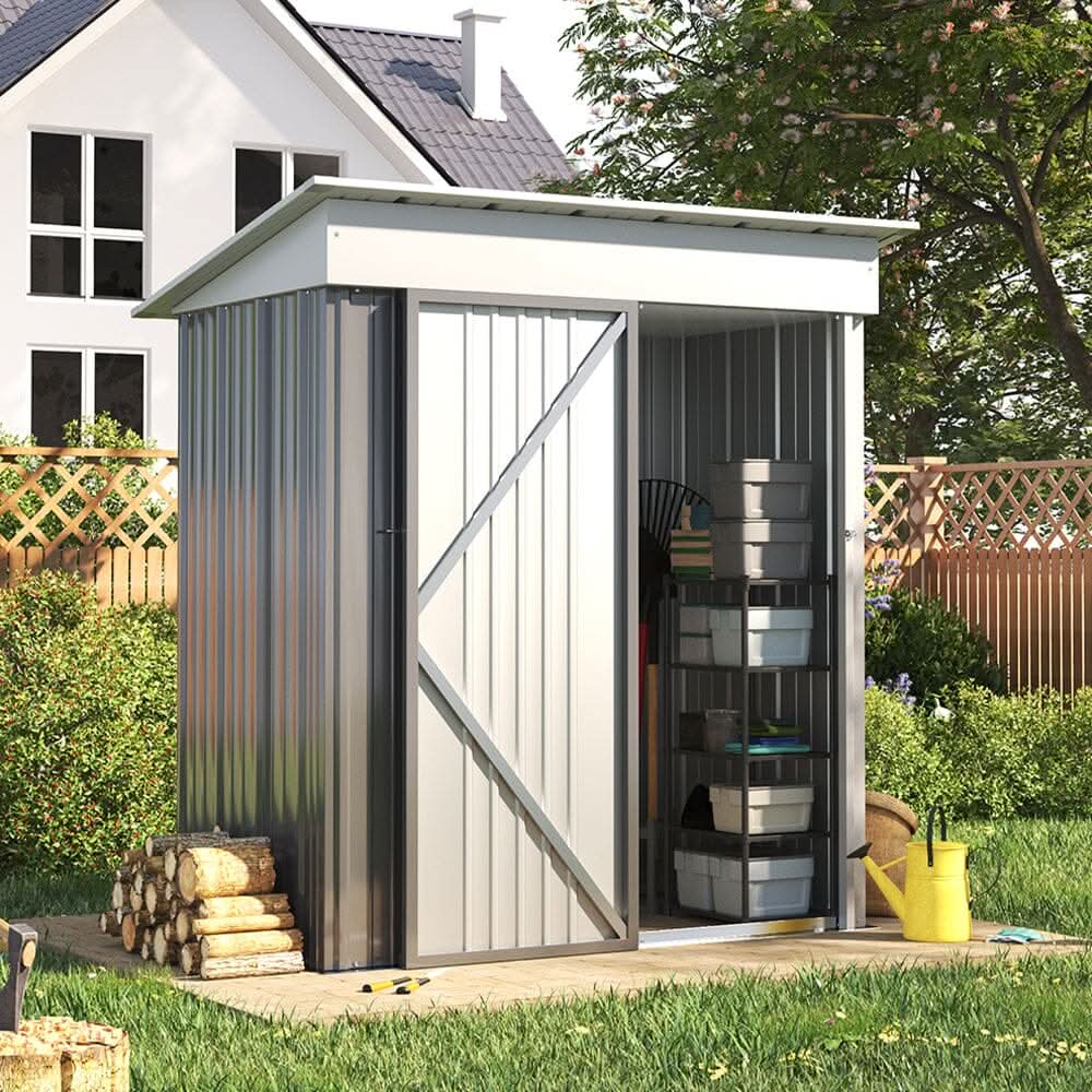 3×5 ft Metal Outdoor Storage Shed with Lockable Door