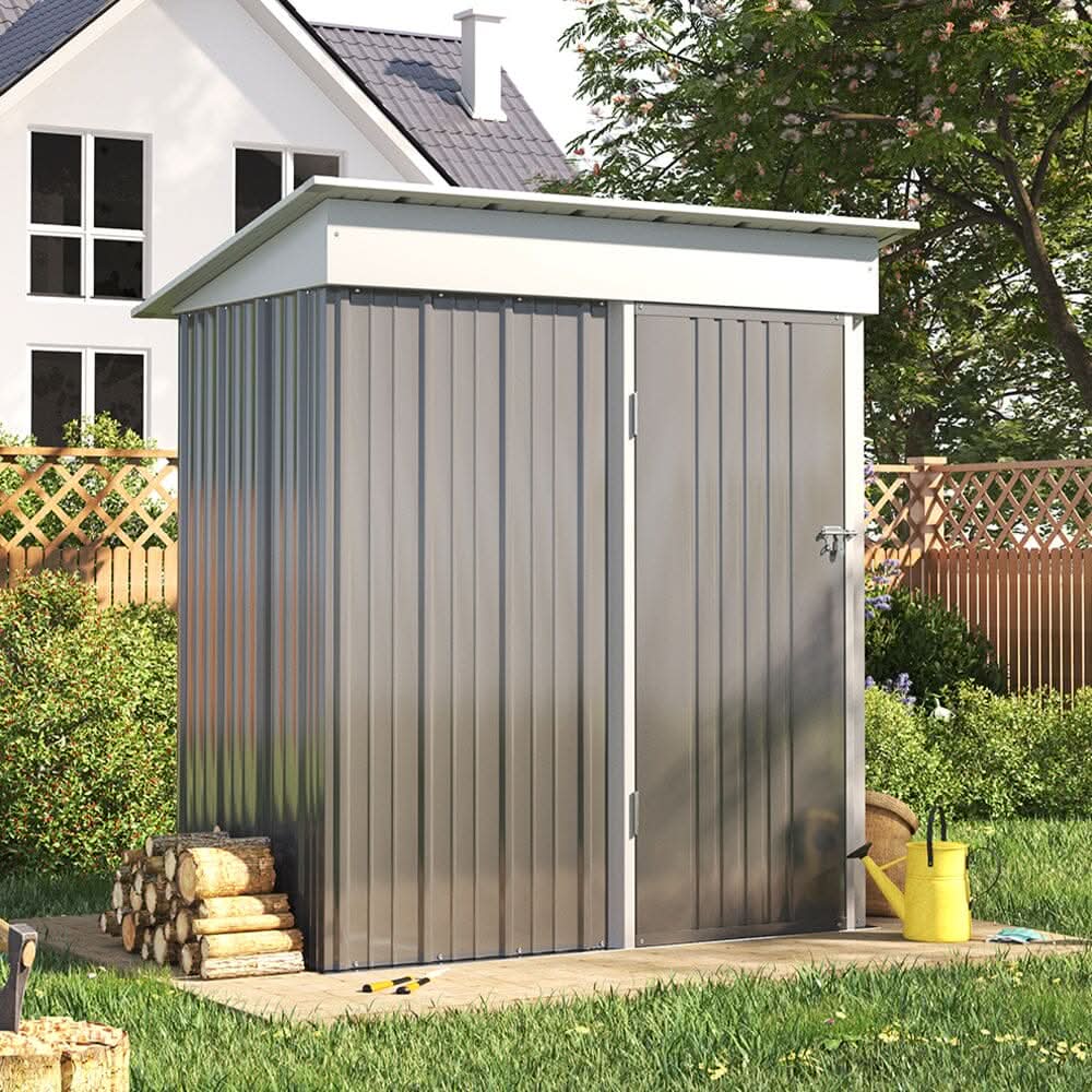 3×5 ft Metal Outdoor Storage Shed with Lockable Door