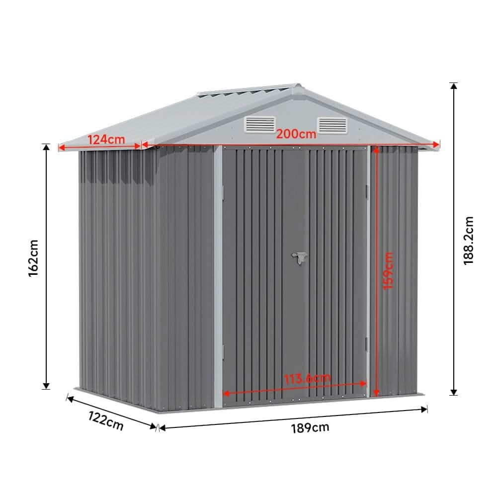 3×5 ft/ 4×6ft/ 6×8 ft/ 10×8ft/ 10×10ft/ 10×12ft Metal Outdoor Garden Storage Shed Motorcycle Sheds with Lockable