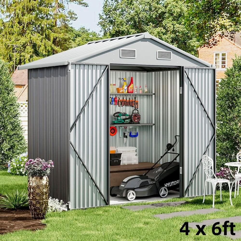 3×5 ft/ 4×6ft/ 6×8 ft/ 10×8ft/ 10×10ft/ 10×12ft Metal Outdoor Garden Storage Shed Motorcycle Sheds with Lockable
