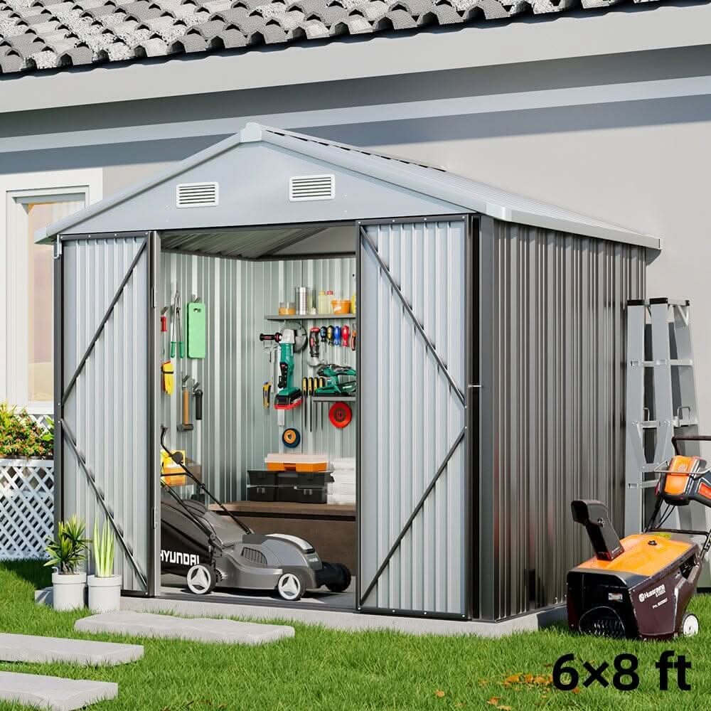3×5 ft/ 4×6ft/ 6×8 ft/ 10×8ft/ 10×10ft/ 10×12ft Metal Outdoor Garden Storage Shed Motorcycle Sheds with Lockable