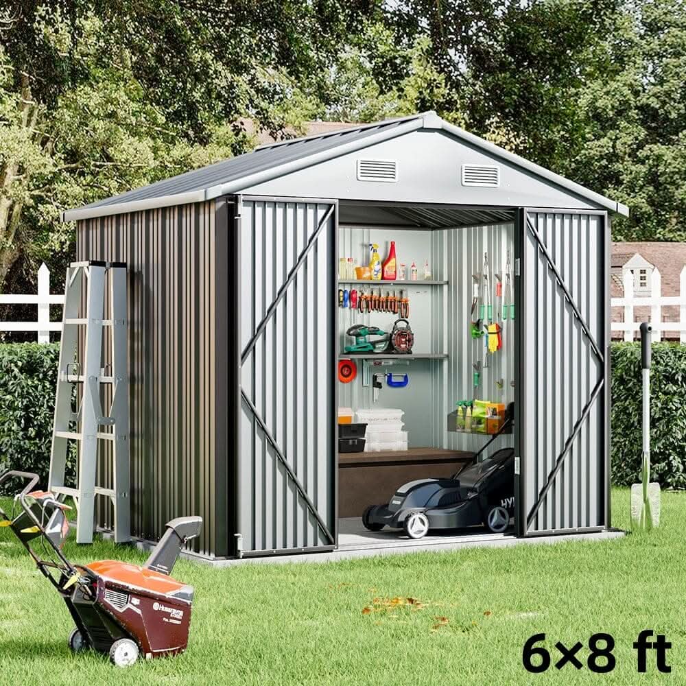 3×5 ft/ 4×6ft/ 6×8 ft/ 10×8ft/ 10×10ft/ 10×12ft Metal Outdoor Garden Storage Shed Motorcycle Sheds with Lockable