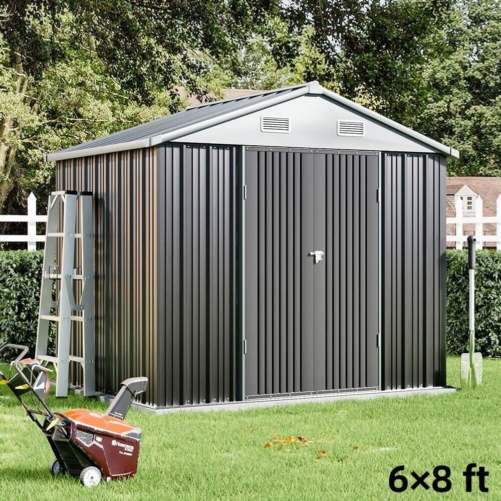 3×5 ft/ 4×6ft/ 6×8 ft/ 10×8ft/ 10×10ft/ 10×12ft Metal Outdoor Garden Storage Shed Motorcycle Sheds with Lockable