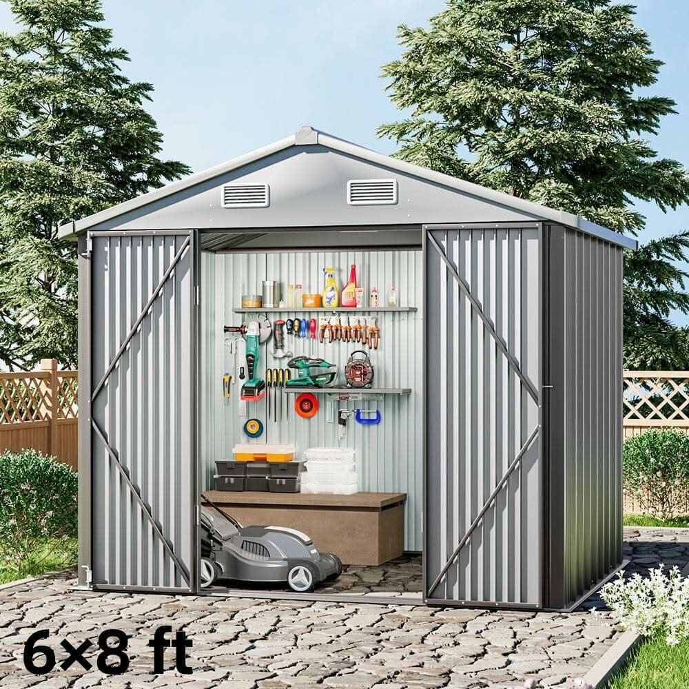 3×5 ft/ 4×6ft/ 6×8 ft/ 10×8ft/ 10×10ft/ 10×12ft Metal Outdoor Garden Storage Shed Motorcycle Sheds with Lockable