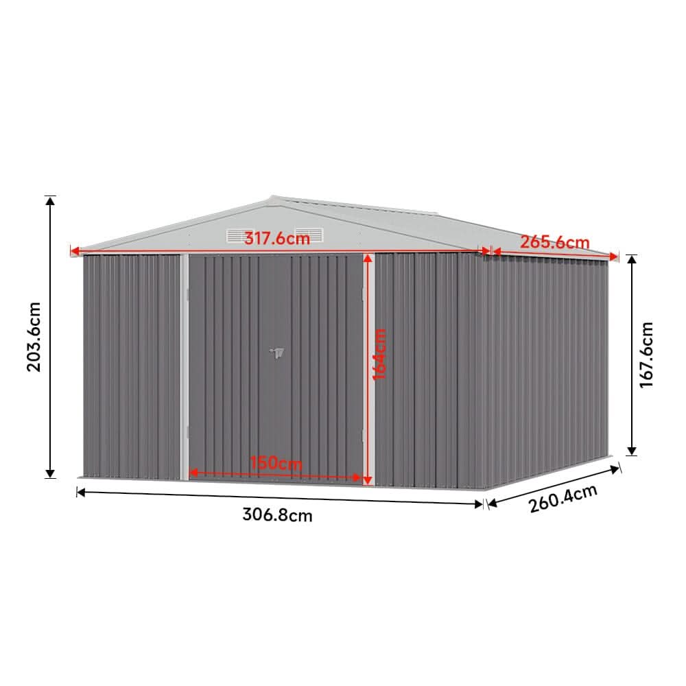 3×5 ft/ 4×6ft/ 6×8 ft/ 10×8ft/ 10×10ft/ 10×12ft Metal Outdoor Garden Storage Shed Motorcycle Sheds with Lockable