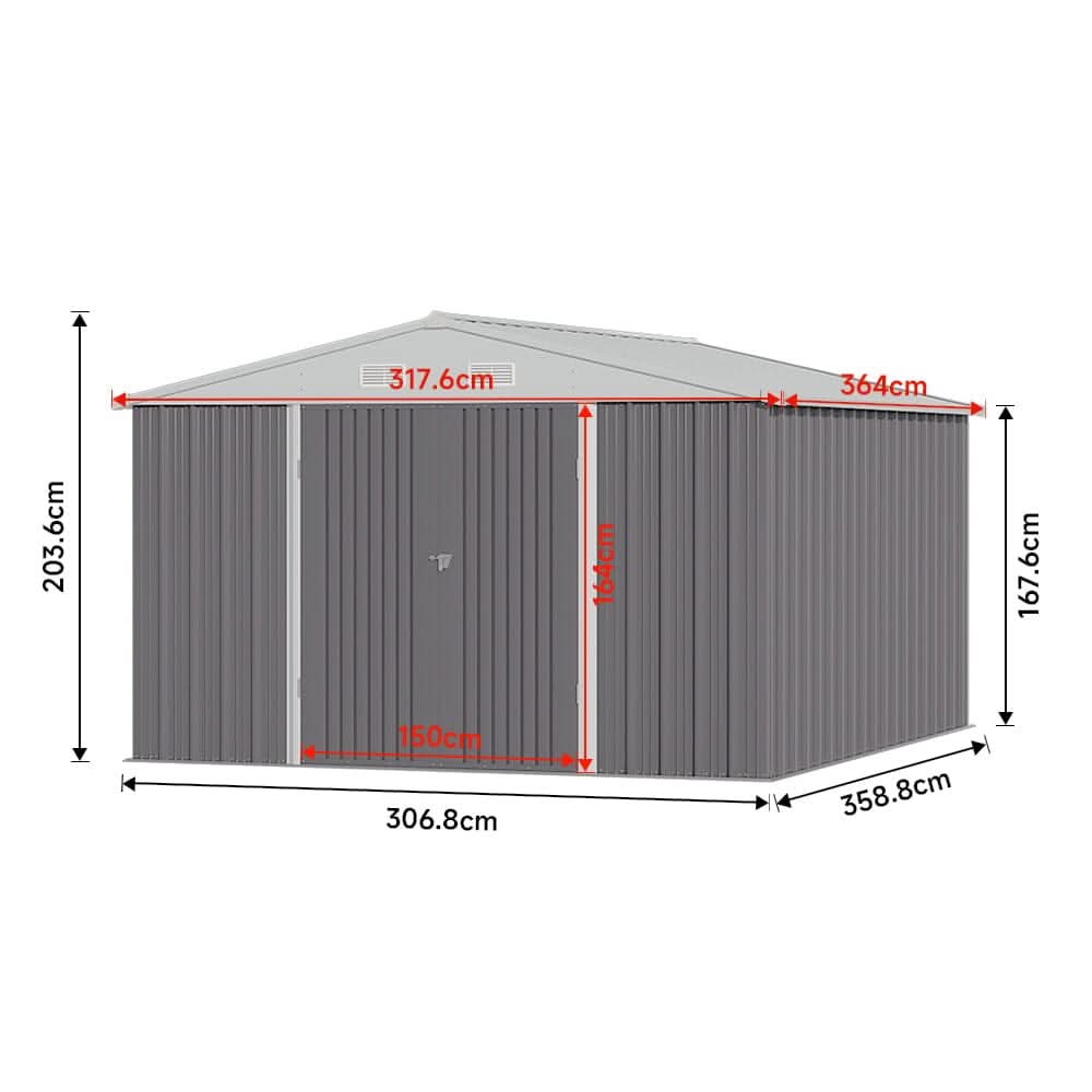 3×5 ft/ 4×6ft/ 6×8 ft/ 10×8ft/ 10×10ft/ 10×12ft Metal Outdoor Garden Storage Shed Motorcycle Sheds with Lockable