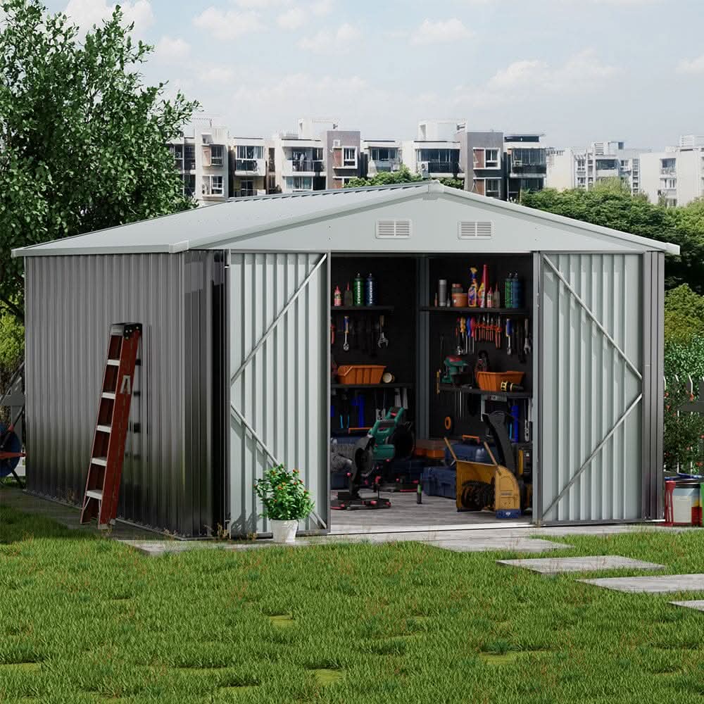 3×5 ft/ 4×6ft/ 6×8 ft/ 10×8ft/ 10×10ft/ 10×12ft Metal Outdoor Garden Storage Shed Motorcycle Sheds with Lockable