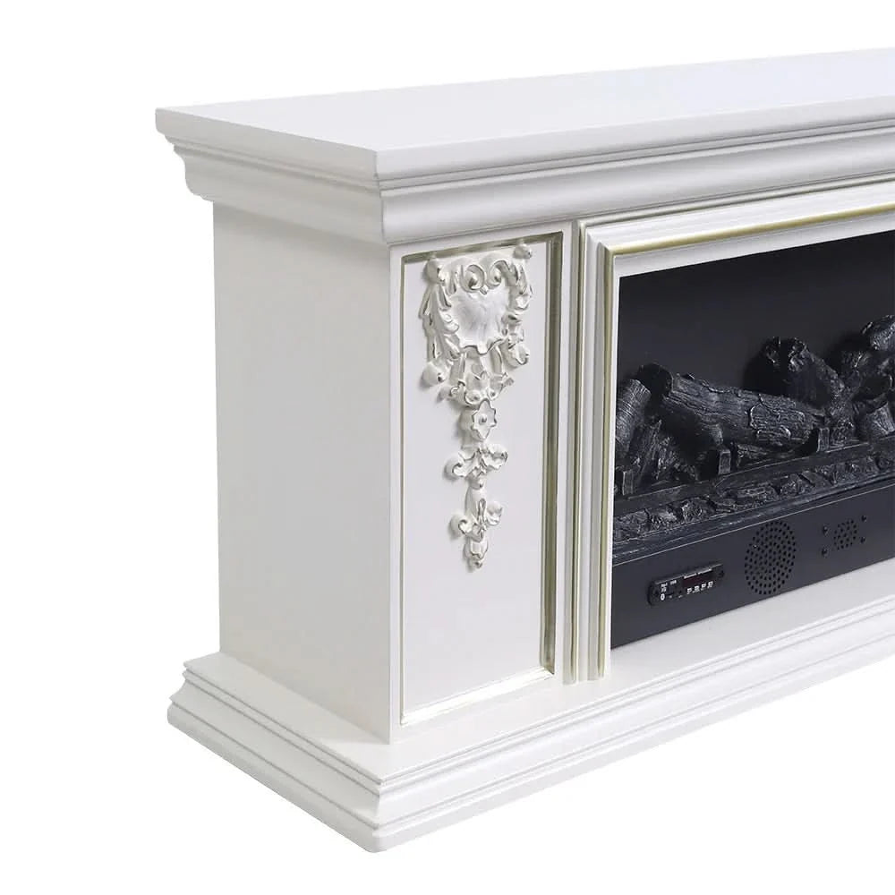 Smallbee Sophisticated White Freestanding Fireplace Mantel TV Stand with Electric Insert