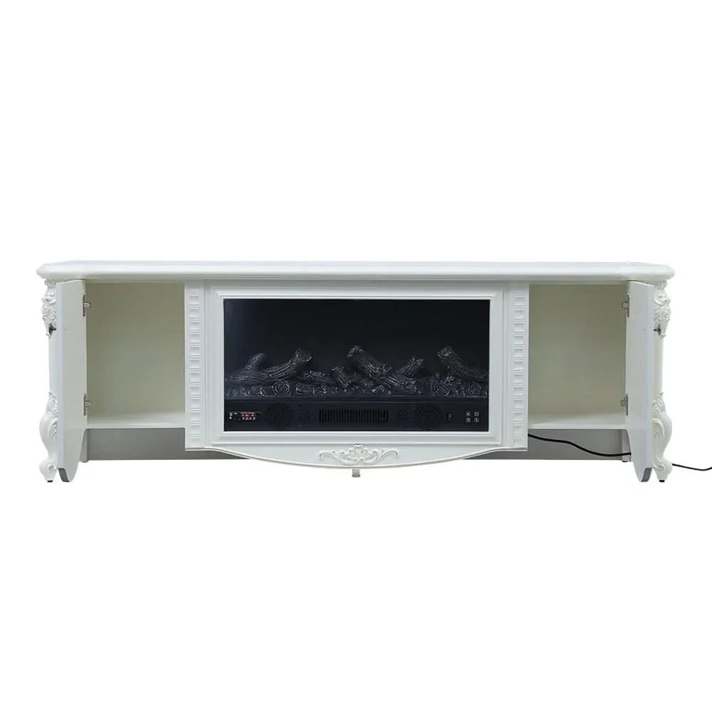 Smallbee Sophisticated White Freestanding Fireplace Mantel TV Stand with Electric Insert