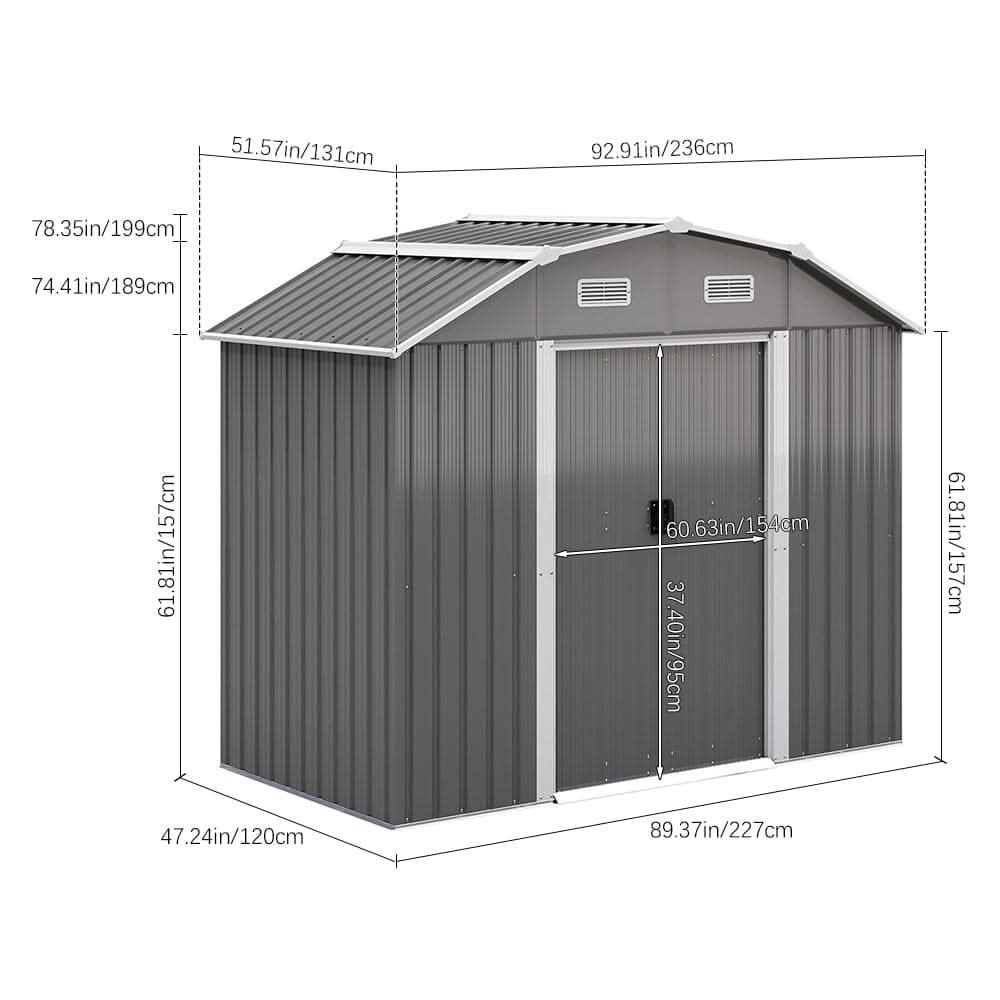 7×4 ft Galvanized Steel Large Acrylic Storage Shed