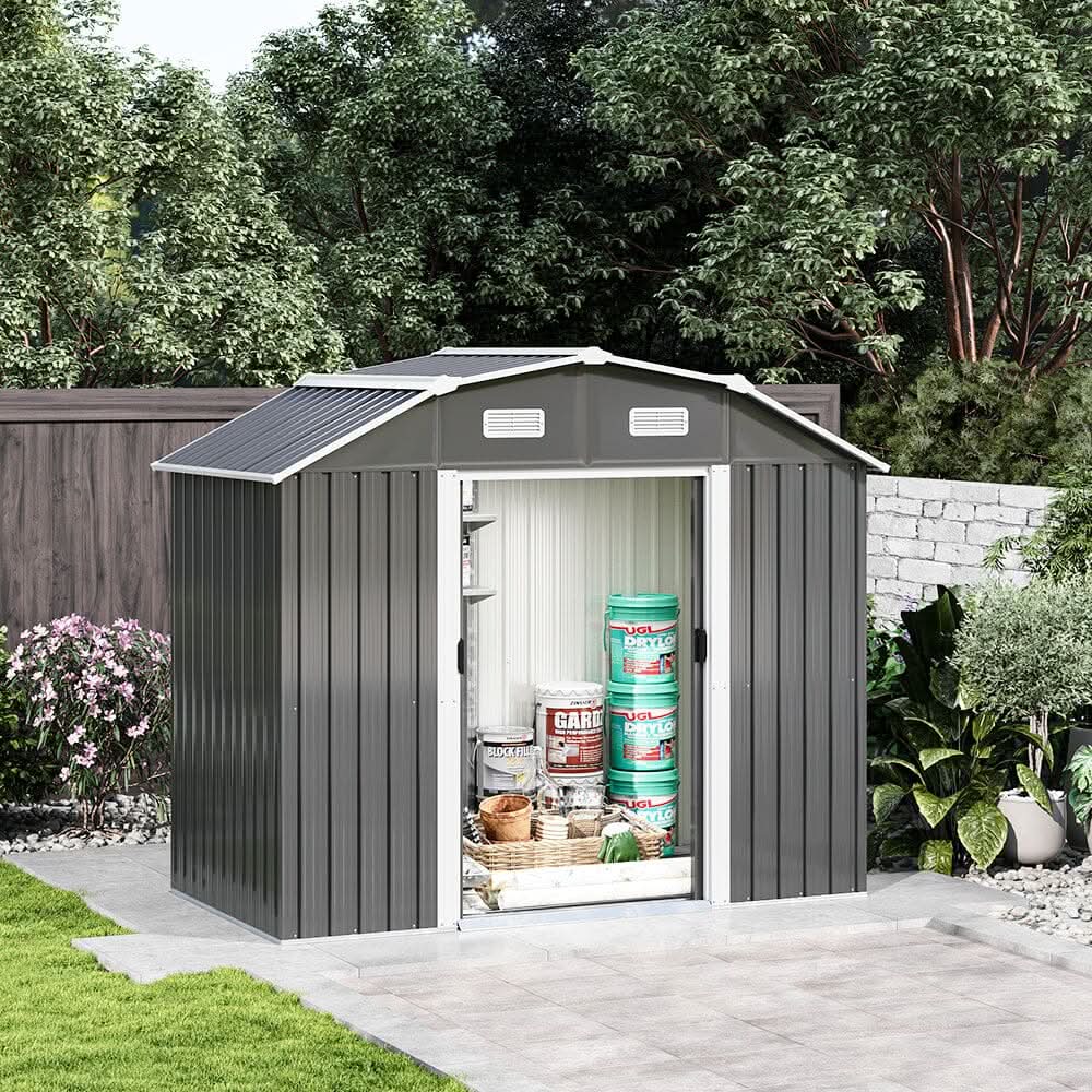 7×4 ft Galvanized Steel Large Acrylic Storage Shed