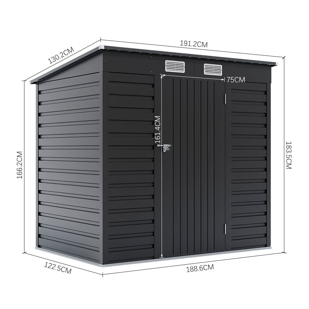 6×4ft Galvanized Steel Outdoor Garden Storage Shed