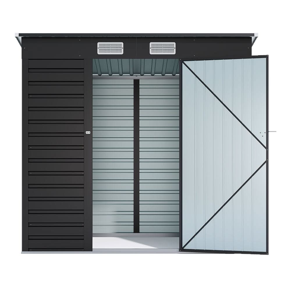 6×4ft Galvanized Steel Outdoor Garden Storage Shed