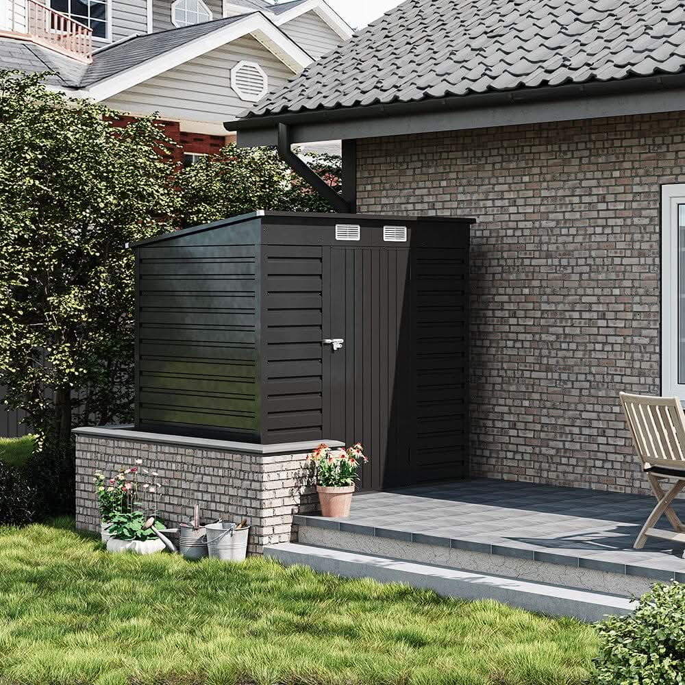 6×4ft Galvanized Steel Outdoor Garden Storage Shed