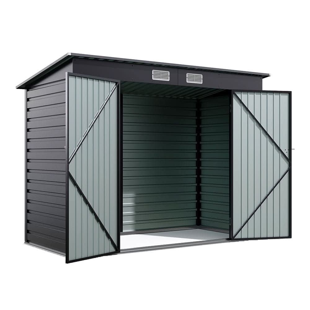 8×4ft Galvanized Steel Outdoor Storage Shed with Dual Doors