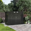 8×4ft Galvanized Steel Outdoor Storage Shed with Dual Doors