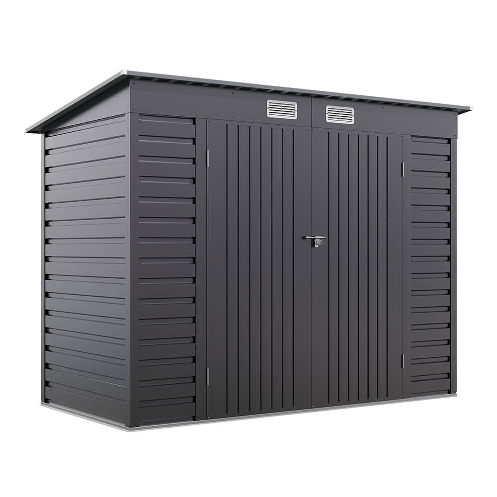 8×4ft Galvanized Steel Outdoor Storage Shed with Dual Doors