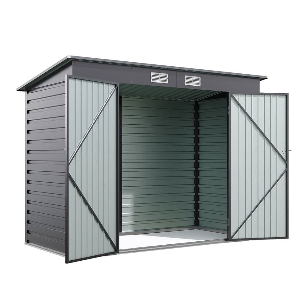 8×4ft Galvanized Steel Outdoor Storage Shed with Dual Doors