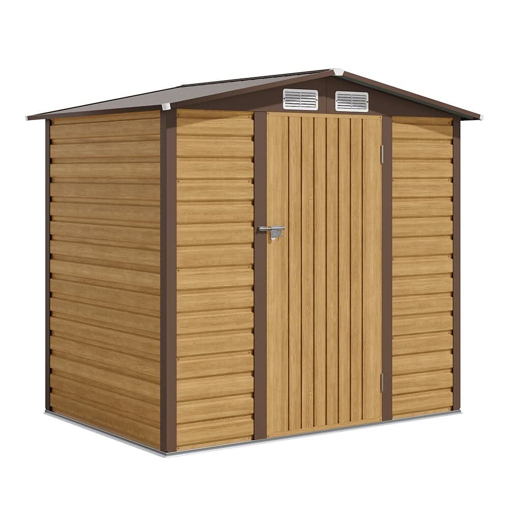 6×4ft Galvanized Steel Outdoor Tawny Garden Storage Shed