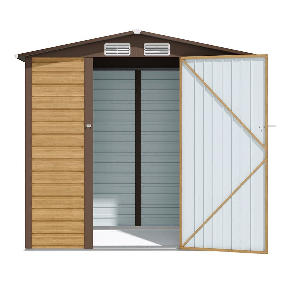 6×4ft Galvanized Steel Outdoor Tawny Garden Storage Shed
