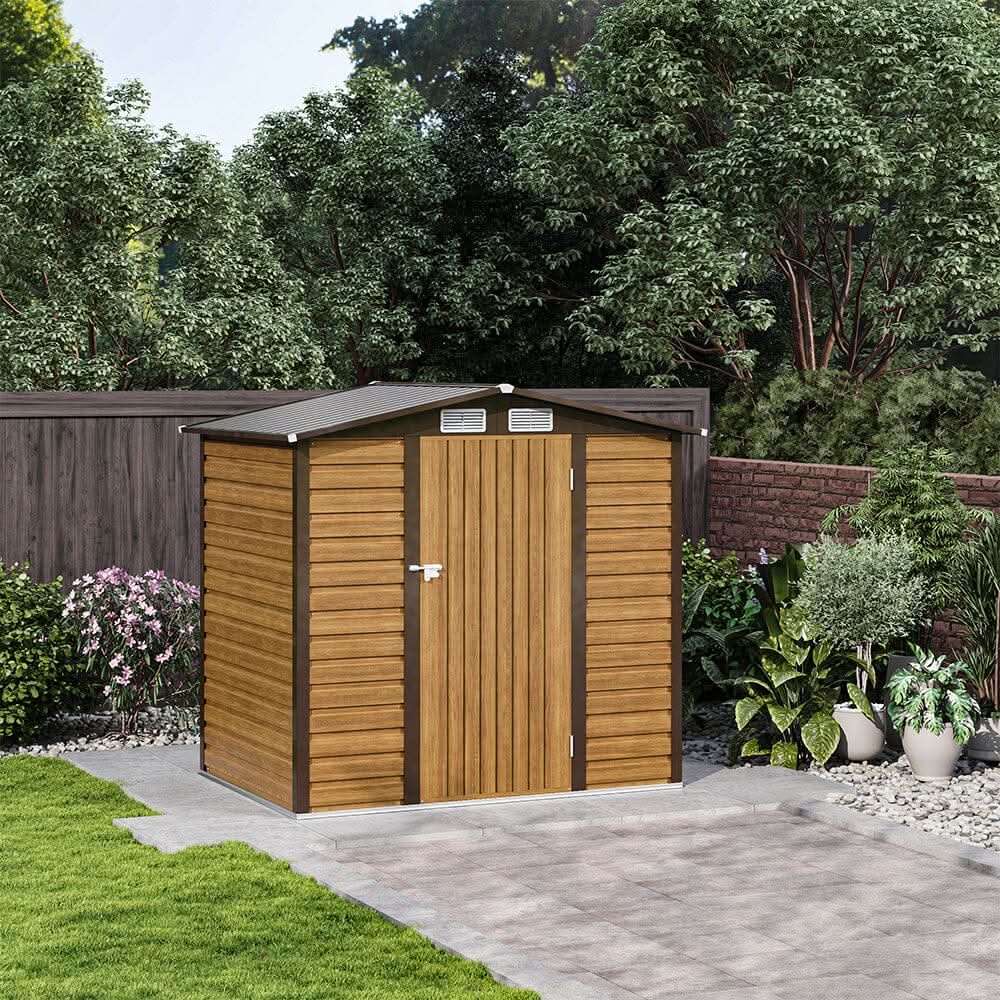 6×4ft Galvanized Steel Outdoor Tawny Garden Storage Shed