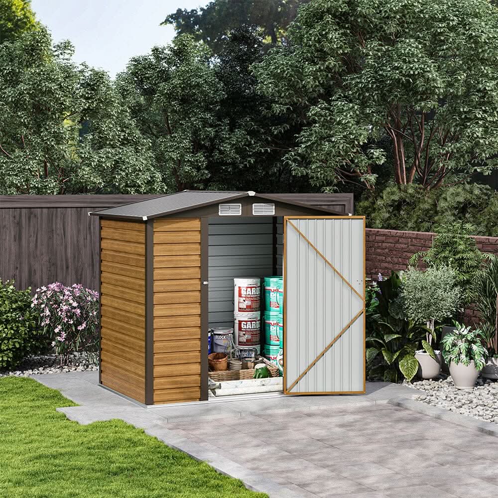 6×4ft Galvanized Steel Outdoor Tawny Garden Storage Shed