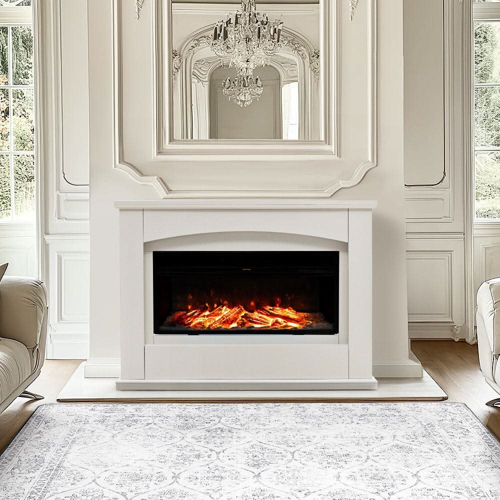 39/48 Inch W Electric Fireplace Suite 1800W with Ambient Light 1/7 LED Colours