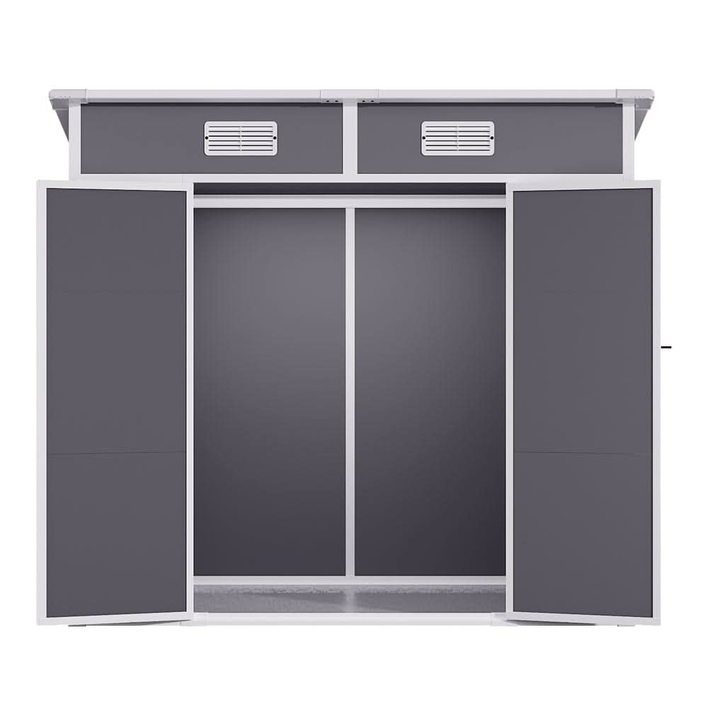 6x4ft / 8x4ft Plastic Outdoor Garden Storage Shed  with Light Grey