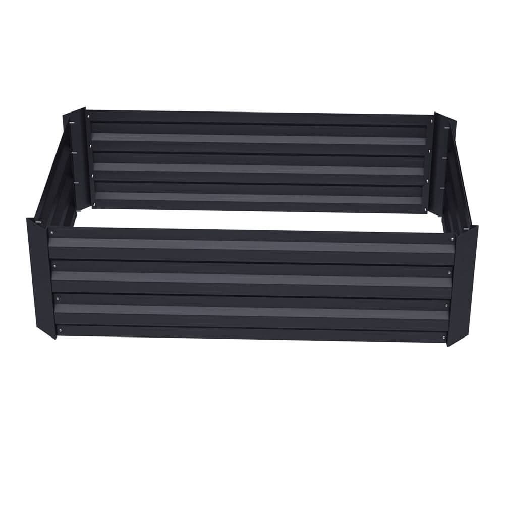 Galvanized Steel Square Raised Garden Bed Planter Box in Black