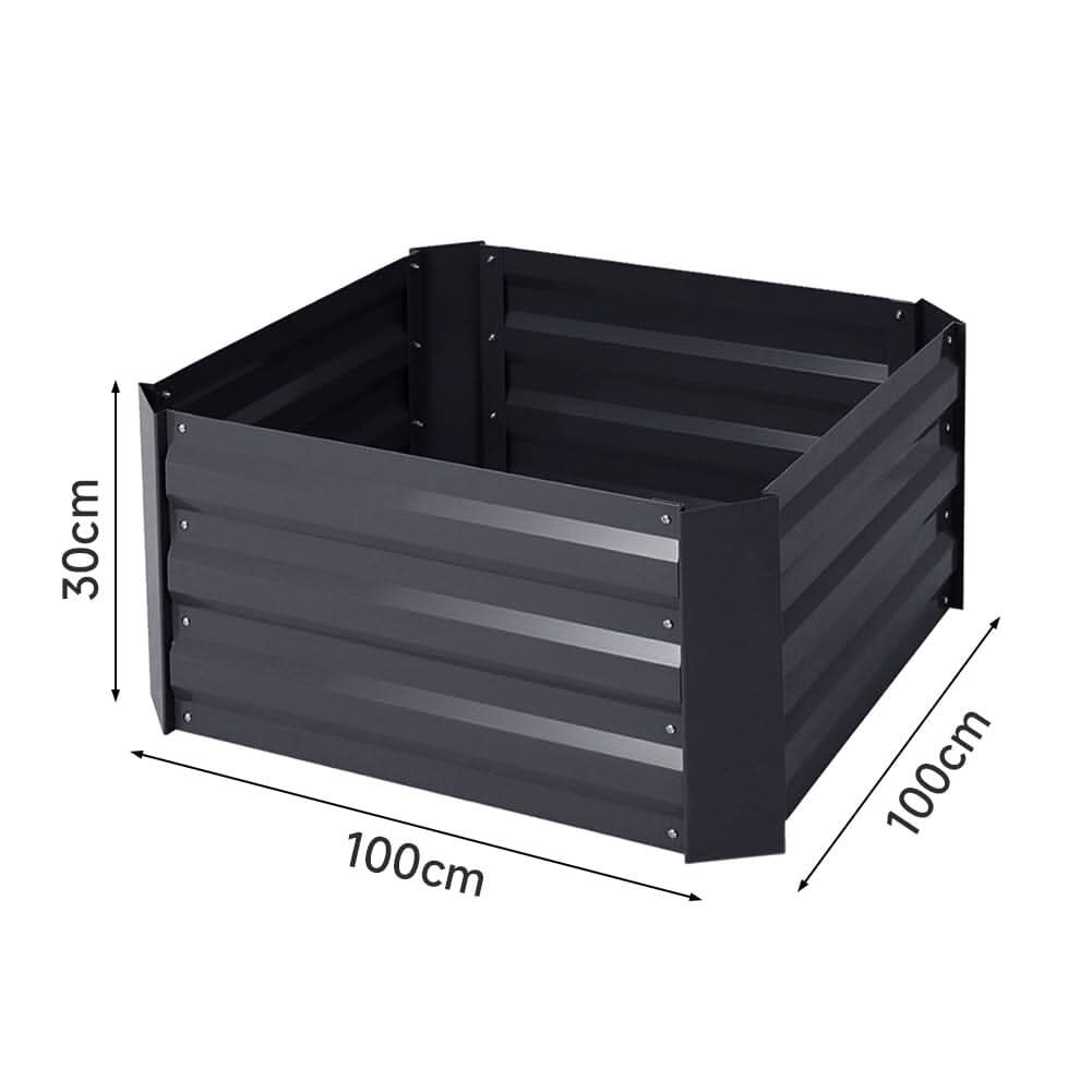 Galvanized Steel Square Raised Garden Bed Planter Box in Black