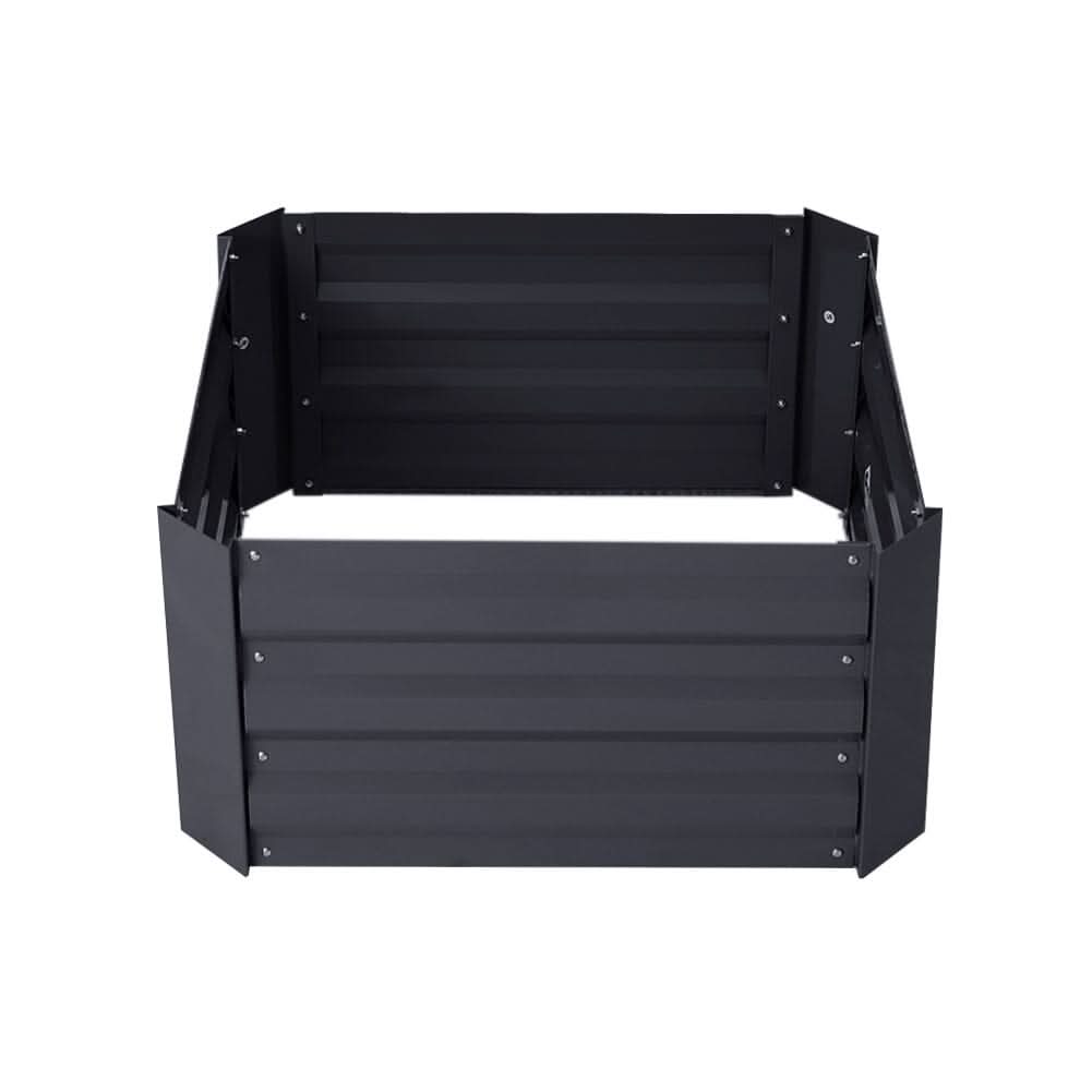 Galvanized Steel Square Raised Garden Bed Planter Box in Black