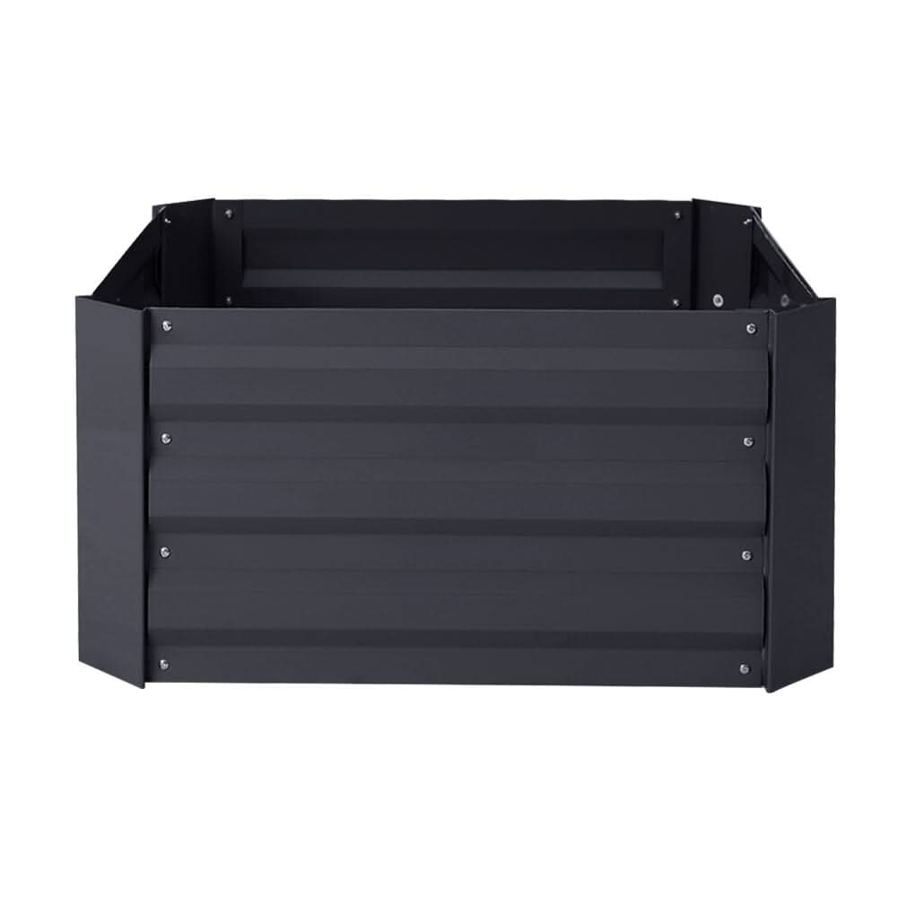 Galvanized Steel Square Raised Garden Bed Planter Box in Black
