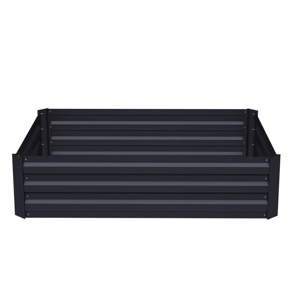 Galvanized Steel Square Raised Garden Bed Planter Box in Black