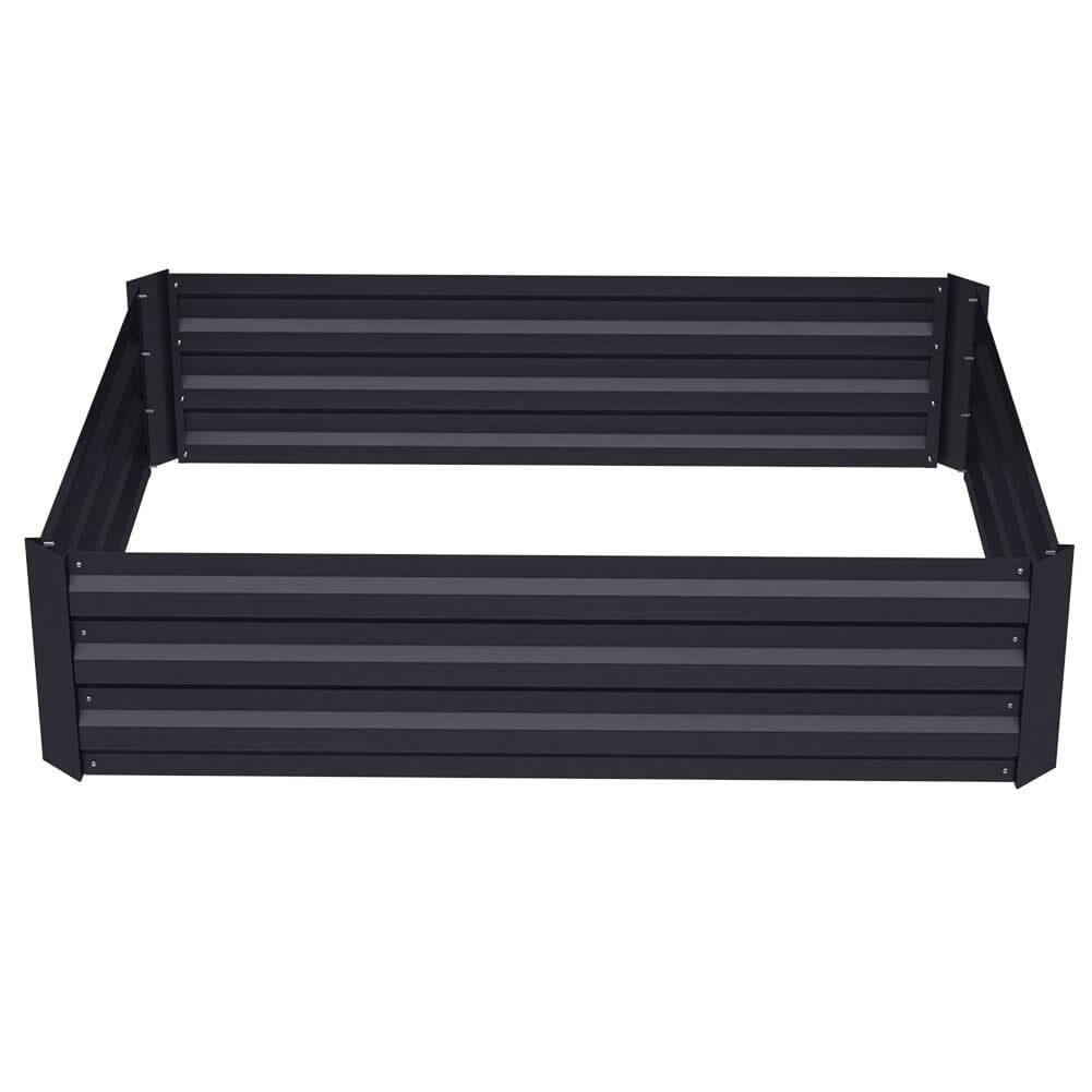 Galvanized Steel Square Raised Garden Bed Planter Box in Black