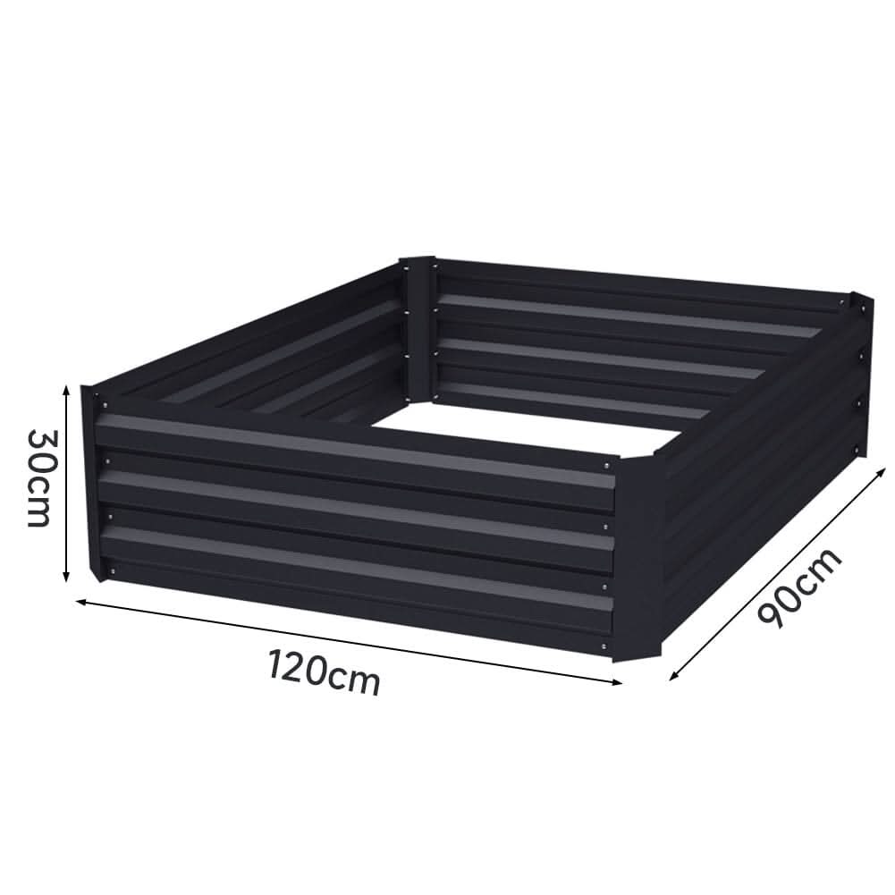 Galvanized Steel Square Raised Garden Bed Planter Box in Black