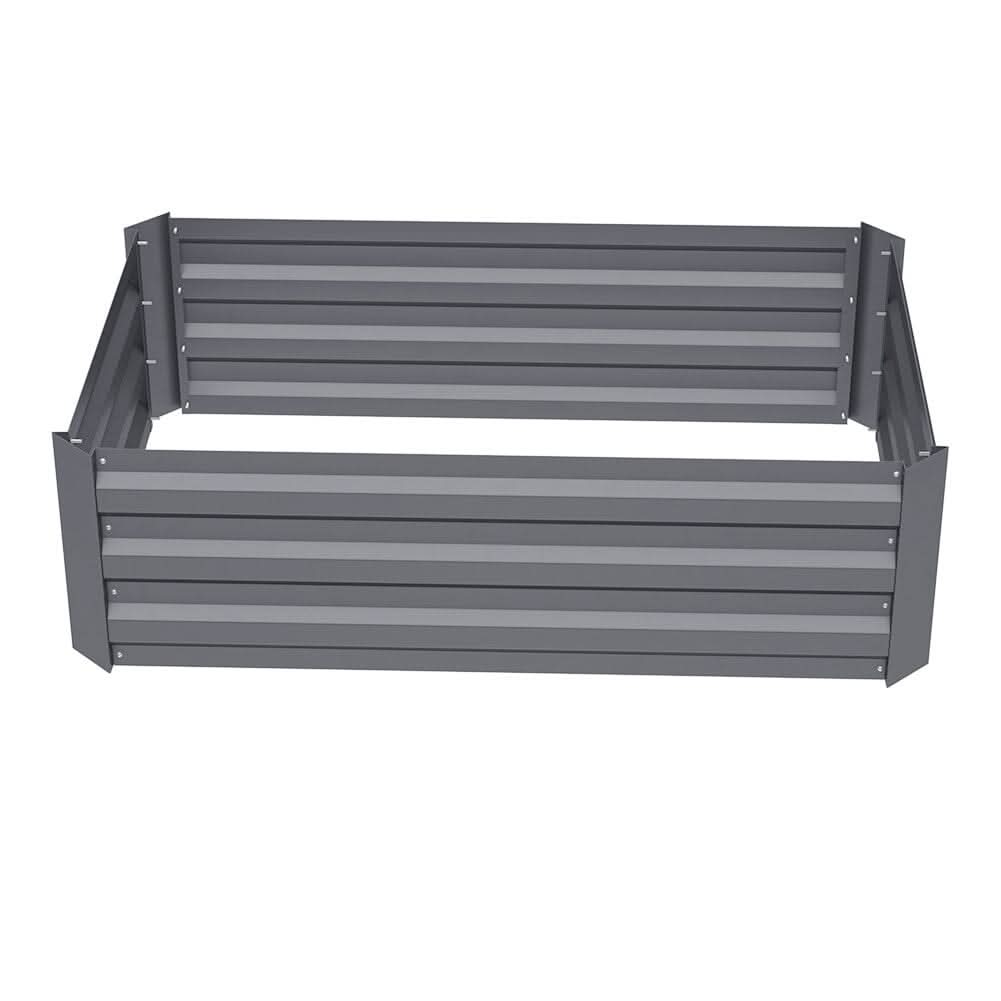 Galvanized Steel Square Raised Garden Bed Planter Box in Grey