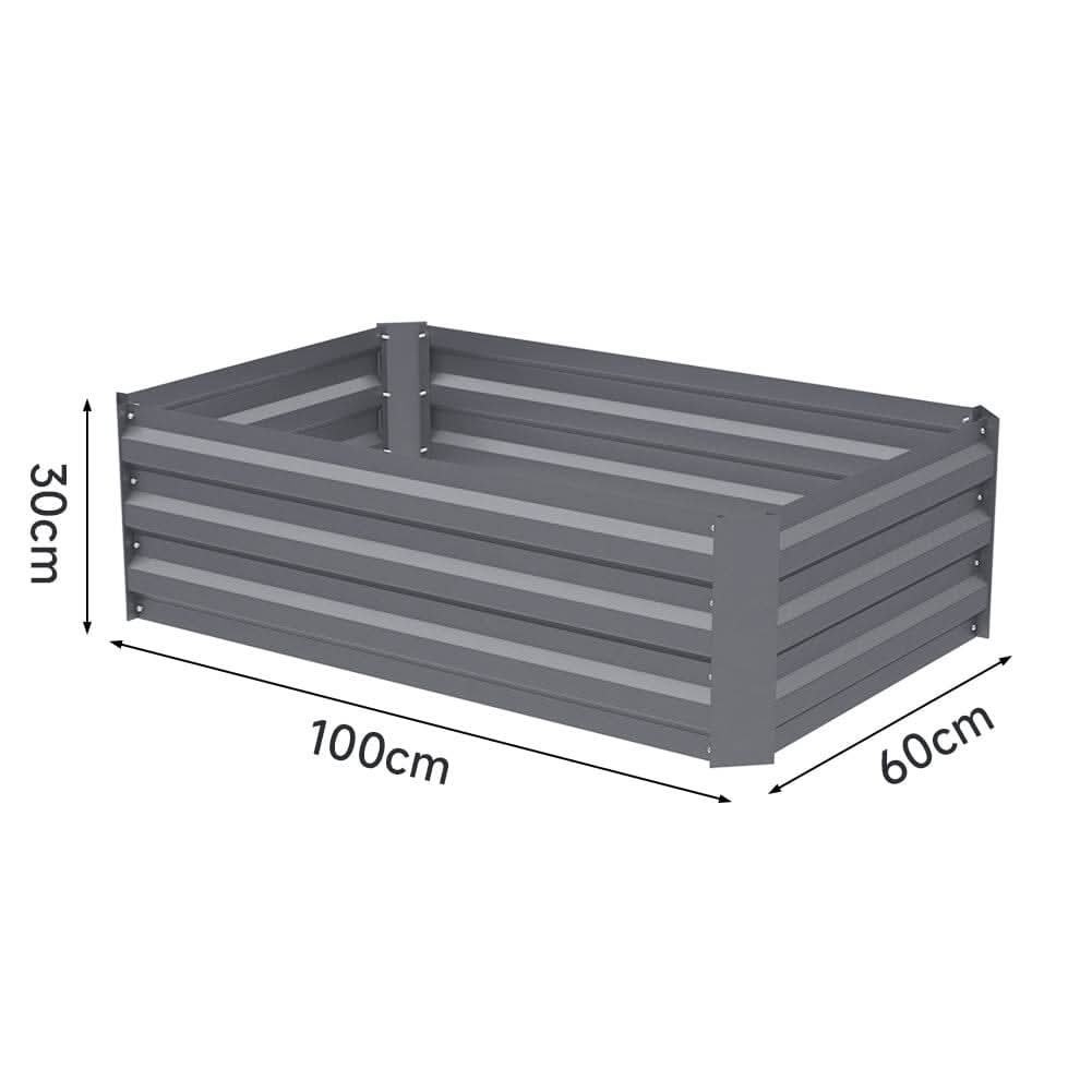 Galvanized Steel Square Raised Garden Bed Planter Box in Grey