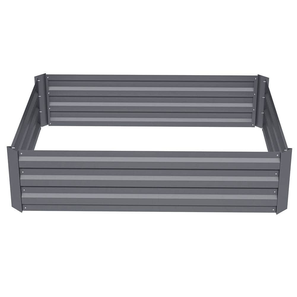 Galvanized Steel Square Raised Garden Bed Planter Box in Grey