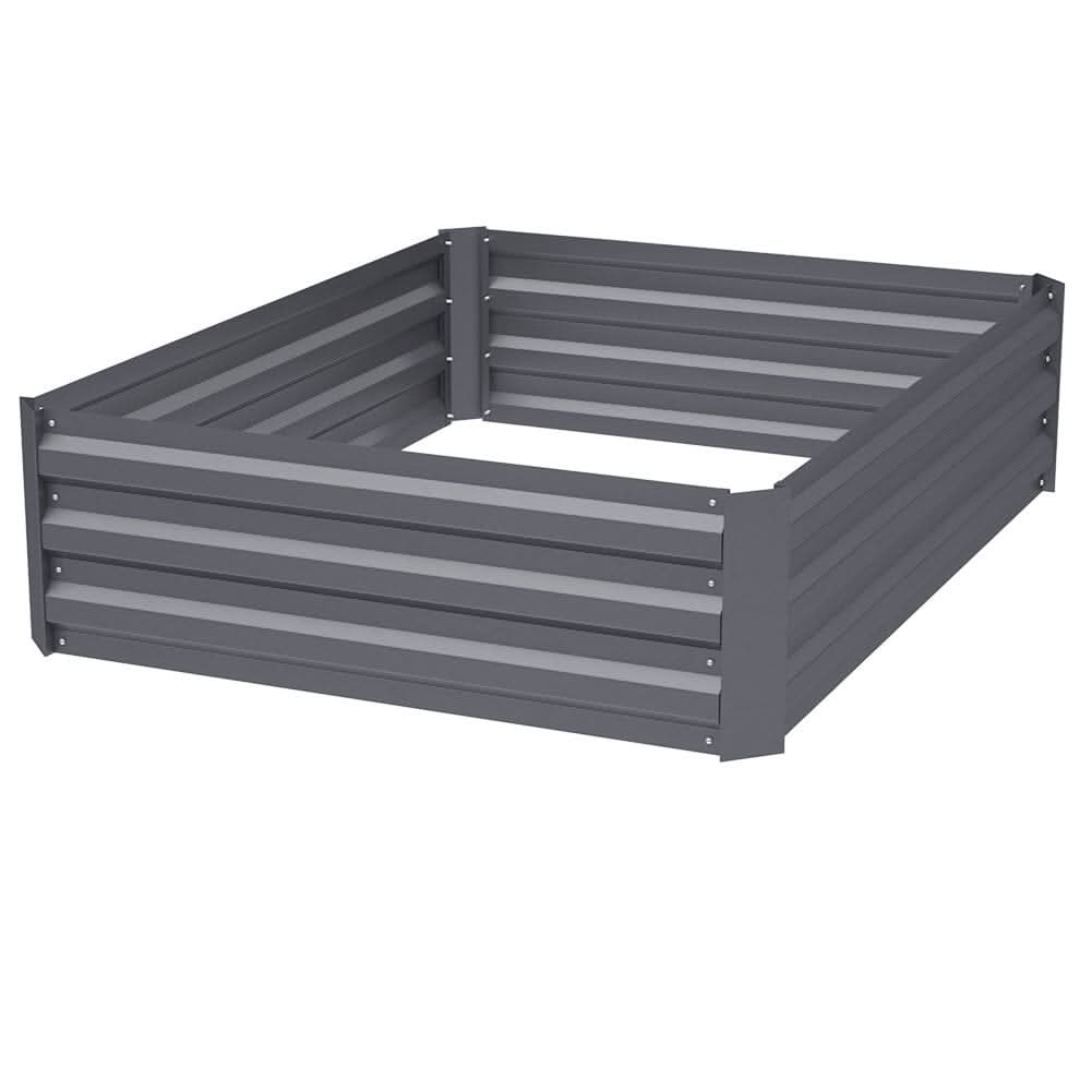 Galvanized Steel Square Raised Garden Bed Planter Box in Grey